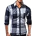 Produktbild JYJM Männer Casual Multicolor Langarm-Shirt Herren Slim Plaid Revers Shirt Herren Multicolor-Näh-Shirt Herren Business Slim-Shirt Herren Bodenbildung Langarm Top Herren-Hochzeits-Party-Shirt