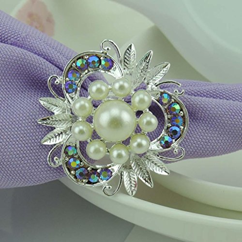 spécification TBQING Continentale de serviette bague boucle Ouest blanche diamant perle Set de 2