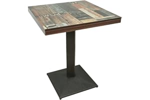 OHMG Bartisch, 60 x 60 x 75 cm, industrieller Retro-Esstisch, Bistrotisch, quadratisch, Bistrotische aus Metall und Holz, industrieller Stil (3)