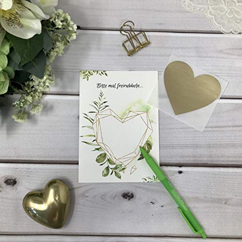 Rubbelkarten zum selber beschriften und personalisieren grün gold Blätter Eukalyptus 3er Pack