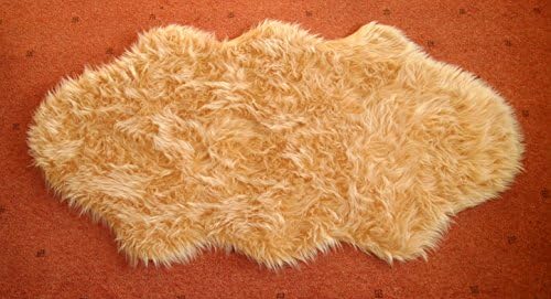 Classic Arran faux fur rug Beige 130cm x 70cm (long pile)