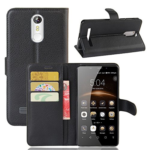 VIFLYKOO Leagoo M8 Funda  Leagoo M8 Carcasa Cuero Flip Cover Cuero PU Case Cartera con Ranuras para Tarjetas Incorporadas Cover para Leagoo M8 Smartphone Case - Negro