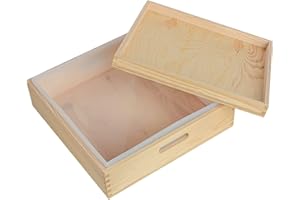 AOFOX Stampi di sapone in silicone, stampo di sapone rettangolo grande 282 once per stampo a 18 bar con scatola di legno e coperchio di sapone fatto