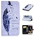 Produktbild Honghushop PU Leder Hülle für Samsung Galaxy J3 2017/ J330 Brieftasche Klapphülle Flip Case Vögel Feder Design Ledertasche Schutzhülle für Galaxy J3 2017 Stand Folio Hülle Etui Scratch Magnetverschluss Fächern Karten Handyhülle für Samsung Galaxy J3 2017