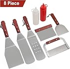 Romanticist 8Pcs Grillspachtel Plancha Kit Edelstahl Grillbesteck – Schwerer Edelstahl Profi Grill-Spachtel – Bild 1