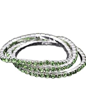 Modisches Armband Bracelet Echt vergoldet Echt Silber 925 Tennisarmband Kristall Glitzer Elastisch Strass Grün...