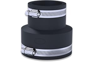 eco-filtration Fernco Flexible Adapter Coupling 1.5″ (38mm - 50mm) to 2″ (50mm - 63mm) - EPDM Rubber Pipe Connector with Stainless Steel Clamps - Leak-Proof, Reusable & Easy Installation