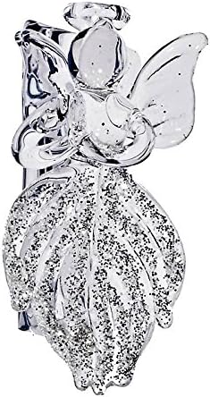 Glass figurine, glass pendant angel in silver dress "ANGEL" transparent, high quality glass (GERMAN CRYSTAL powered by CRISTALICA)