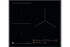 AEG TI63IQ3BFB Placa de Inducción, 60 cm, 3 Zonas de Cocción, SenseBoil & SenseFry, FlexiPuente, Sistema Sistema Hob2Hood, Función PowerBoost y Pausa, Controles Deslizantes Independientes, Negro