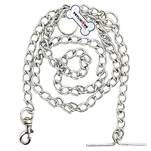 Petlicious & More? Heavy Duty Dog Chain for Small Breed Dog Chain Silver Chain with Heavy Hook (Size - S, Length 63 Inch, Chain No. 10