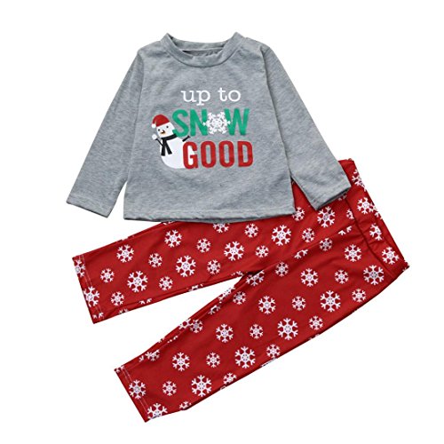 Christmas Family Pajamas Set, Xinantime Letter T shirt Tops Pants Pajamas Christmas Set Family Clothes (Boys/Girls, 5Y)