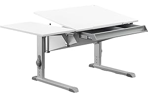 ‎MOLL Moll Sprinter CP Kinderschreibtisch höhenverstellbar | mitwachsend, ergonomisch & neigbar für aufrechtes Sitzen | ideal für Schulkinder | Schreibtisch weiß optional mit Schublade | Made in Germany