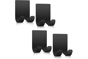 FHGLER 4 Stück Rasierer Halterung Dusche,Schwarz 304 Edelstahl Selbstklebende Rasiererhalter Wand, Bad Rasierer Wandhalterung,Mehrzweckhaken für Tür, Wand, Badezimmer, Küche(4 Stück)