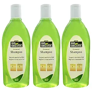 INDUS VALLEY Bio Organic Growout Shampoo for Hair Growth and Hairfall Control-200 * 3=600ml