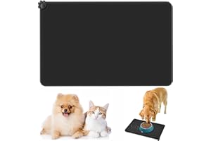 Emwel Hund Katzen,wasserdichte und rutschfeste Silikon Fressnapf Unterlage für Futternäpfe Wassernapf,Futtermatte 47x30cm Grau