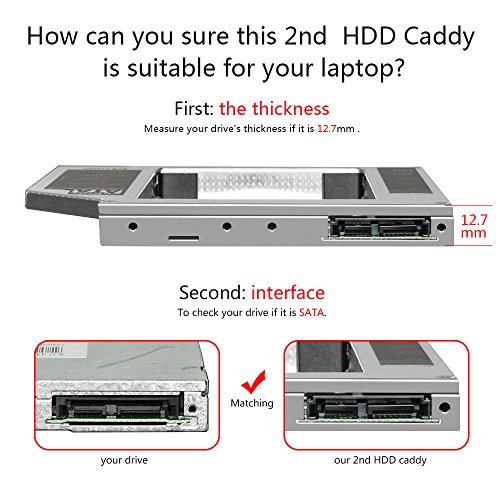 BlueBeach® 12.7mm SSD SATA 3.0 Caddy Adapter 2.5 „HDD Festplatten-Zubehör Fall - 5