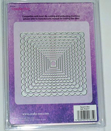 Presscut layering die set 12, smaller scalloped edge Square 1.3cm to 12.2cm pcd77
