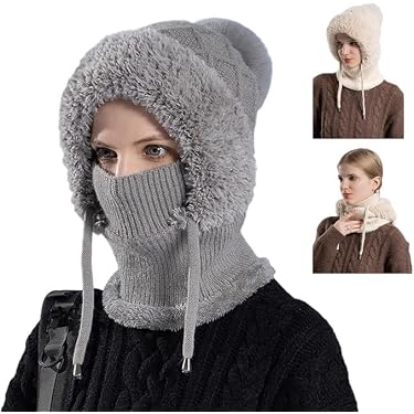 3-in-1 Beanie Mütze Für Damen – Winddichte Balaclava Mit Halswärmer – Für Skifahren, Radeln & Winter