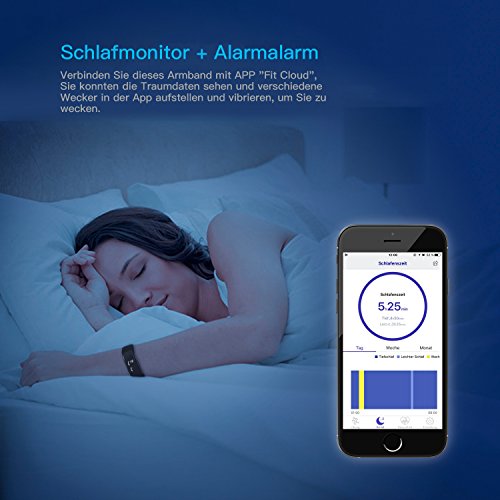 Herzfrequenz Fitness armband BAIHE Bluetooth 4.0 Smart Armband Schrittzähler Herzfrequenz-Monitor Fitness Tracker Puls Schlaftracker Pedometer Schlafanalyse Aktivitätstracker Kalorienzähler SMS Anrufe für Android und iOS Smart Phones - 5