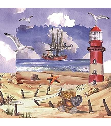 20 Serviettes Papier Motif Maritime - Décoration De Table Élégante
