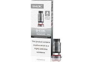 SMOK D-Coil Replacement Coils, Meshed 0.4 Ohm, Sub Ohm Coil, Ideal for RDL/DL Vaping, 25W-35W, Leak-Resistant, Works With X-Priv Plus, X-Priv Solo, 2mL Capacity, Pack of 5, No Nicotine