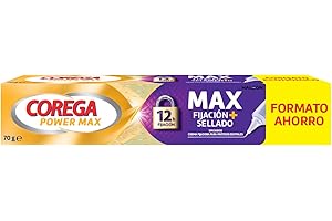 Corega Max Fijación + Sellado, Crema Fijadora Para Prótesis Dentales, Hasta 12 Horas de Fijación, 70 g