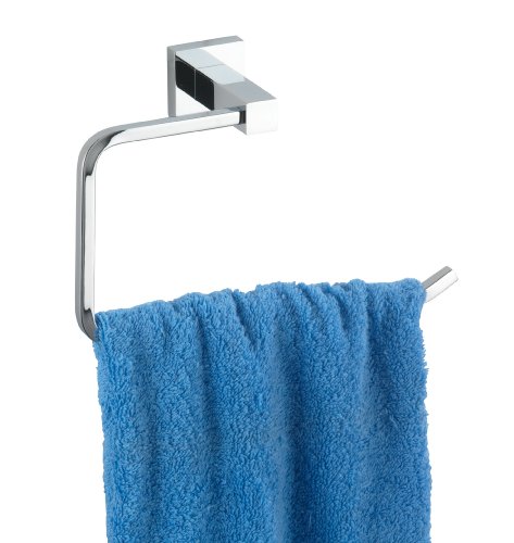 WENKO 17974100 Power-Loc Handtuchring San Remo – Befestigen ohne bohren, Messing, 19.5 x 13.5 x 7 cm, Chrom - 2