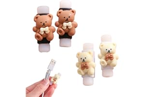 GNHG Juego De 4 Cables De Carga para Teléfono Móvil, Estampado De Ositos, Protector Cable Cargador, Protección De Cable De Carga USB, Compatible con iPhone/Android