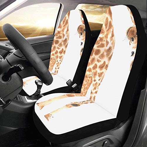 Rtosd Long Tall Handsome Giraffe Custom New Universal Fit Auto Drive Car Seat Covers Protector For Women Automobile Jeep Truck Suv Vehicle Full Set Accessories For Adult Baby (set Of 2 Front)