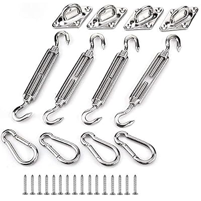 HOMPER Kit de Fixation pour Voile D'ombrage, Acier Inoxydable Soleil Voile D'ombrage Kit de Fixation pour Triangle et Carré, Rectangle, du Soleil Voile D'ombrage Accessoires de Fixation
