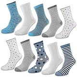 Perfekte Passform sockenkauf24 10 Paar Damensocken mit Komfortbund Ringel Punkte Uni Baumwolle ohne Gummidruck - 34929 (39-42, 10 Paar  aqua/jeans)