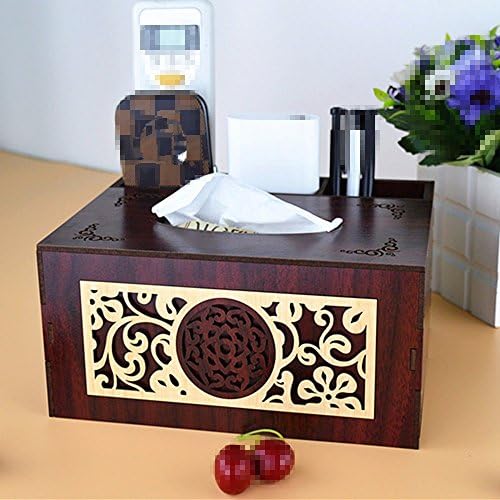 European Tissue Box Napkin Paper Tray Cardboard Box Coffee Table Living Room Remote Control Storage Box Creative Multi-Function Mahogany Color