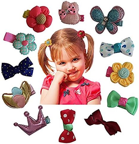 Hair Clips Barrettes Assorted Ribbon Bows Style C Series - 12 pcs of Uniquely...