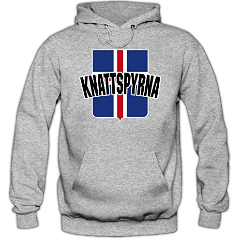 Island EM 2016 #10 Kapuzenpullover | Fußball | Herren | Knattspyrna | Wikinger | Trikot | Nationalmannschaft © Shirt Happenz, Farbe:Graumeliert (Greymelange F421);Größe:L