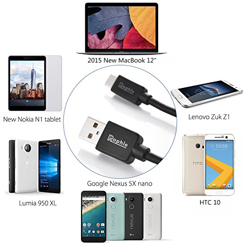 Rophie USB C Kabel [5 Stücke: 0.5M*1+1.2M*3+1.8M*1] USB Typ C Datenkabel Ladekabel für Apple neue MacBook,Nexus 6P/5X, Lumia 950xl/950, OnePlus 2, Nokia N1 Tablet und andere Type C Unterstützte Geräte - 5