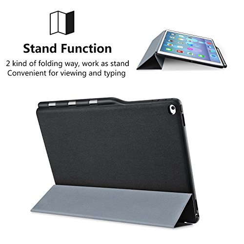iVAPO Schutzhülle für iPad Pro 12.9 Pencil Halter Premium PU Leder Folio Case mit Auto-Schlafen/ Wecken und Stander Funktion Hülle für iPad Pro 12.9 inch Smart Case (Schwarz) - 2