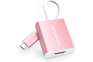 LENTION Adaptateur USB C vers HDMI 4K Adaptateur USB C Compatible 2023-2016 MacBook Pro, Nouveau Mac Air/iPad/Surface, Samsung S21/S20, iPad, Plus d'appareils de Type C (Or Rose)