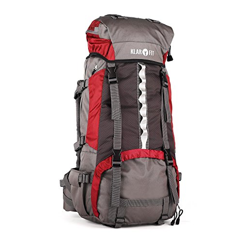 Preisvergleich Produktbild Klarfit Heyerdahl Rucksack Trekkingrucksack Backpackerrucksack Travelrucksack (70 Liter, X-Transition Tragesystem, Mehfachzugriff, Trennwand, viele Befestigungsmöglichkeiten) rot