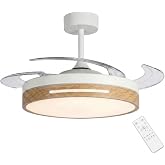 azorex Ceiling Fan with Dimmable LED Light, 60 W, Silent DC Motor, 3 Colour Temperatures, 6 Speeds, Remote Control, Summer/Wi