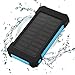 Price comparison product image Solar Charger Power Bank 10,000mAh - FLOUREON Portable Mobile Phone Solar Charger Power Bank Dual USB 1.0A/2.1A Max IP67 Waterproof LED SOS Flashlight External Battery for iPhone, iPad, Samsung Galaxy and Android Phone(Blue)
