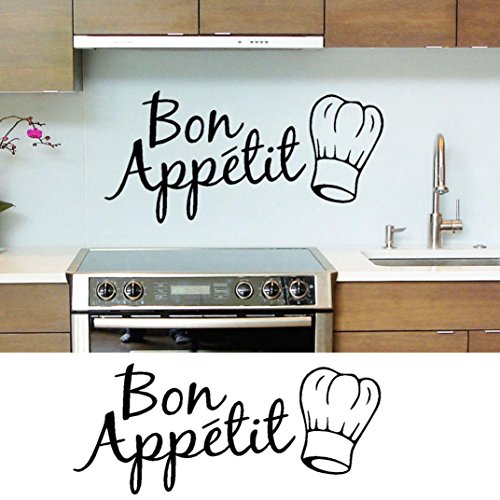 Saingace 1PC Vinylwand-Aufkleber-Zitat Bon Appetit Esszimmerdekor-Küche-Abziehbilder Art Wandaufkleber Wandtattoo Wandsticker