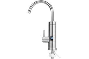 Nlmayt Instant Hot Water Tap, Kitchen Mixer Tap Stainless Steel Electric Hot Water Faucet, 360° Rotatable Water Heater Tap with Digital Display, Electric Sink Heating Tap for Kitchen Bathroom