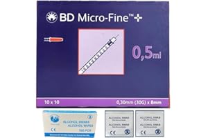 TETRA-SOLE BD Micro-FineTM+ U 100 0.5 x 8 mm (Box of 100) + FREE Alcohol wipes (pack of 100)