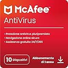 McAfee AntiVirus Plus 2024,10 dispositivi,Software antivirus, Internet Security e protezione dati,Windows/Mac/Android/iOS,Abb
