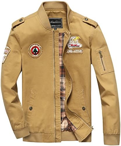 Salamaya Men's Military Lightweight Cotton Jacket Coat Windbreaker Trech Outdoor Sport Golf Jacket Raincoat Bomber Jacket Pea Coat Khaki XL