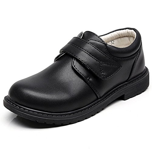 rismart Boys' Hook&Loop Formal Prince Round Toe Oxfords Dress Shoes