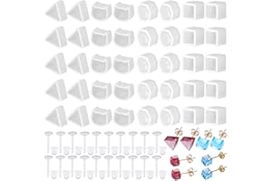 MAIGENDOO 40Pcs Ear Stud Silicone Mold, Small Resin Molds, Silicone Ear Stud Molds For Jewelry Making, Diy Earring Cute Cat Geometric Triangle Shape Resin Crafts Mould Jewelry Casting