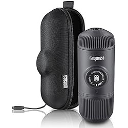 WACACO Nanopresso machine à espresso portable est fournie avec protection Nanopresso S-Case, version améliorée de Minipresso, petite cafetière de voyage, actionné manuellement, pour camping (Noir)