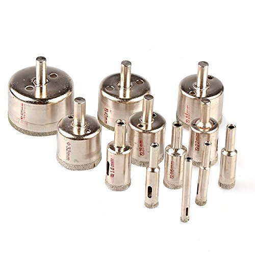 Racksoy 12stk 6-50mm Bohrmeißel Bohrer Lochsägen Set für Marmor Glas Fliesen (6,8,10,12,16,18,22,28,32,35,40,50 mm)