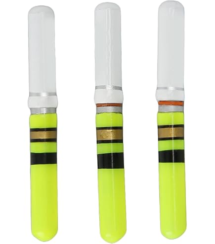 PATIKIL Galleggianti da Pesca Illuminati da 1,4 Once, 2 Pezzi, Galleggiante da Pesca Illuminato a LED Verde Rosso Eva con Batteria per La Pesca Notturna, Giallo